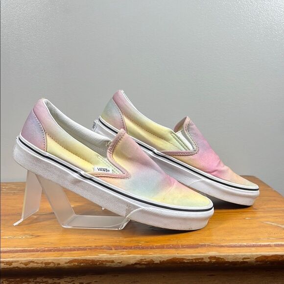 Vans Pink and Yellow Sneakers Slip-On Canvas - Picture 2 of 6